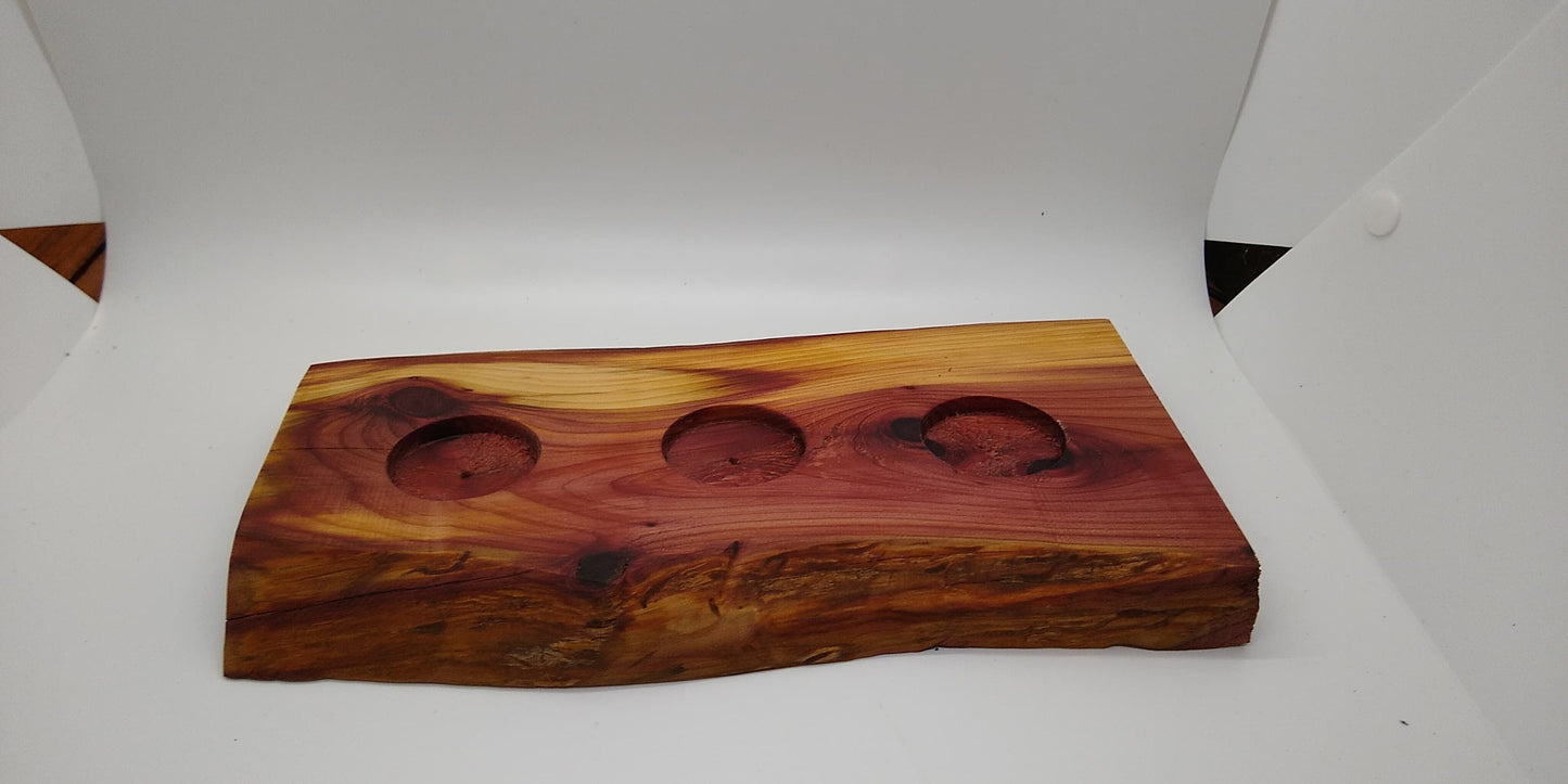 Live edge cedar candle holder