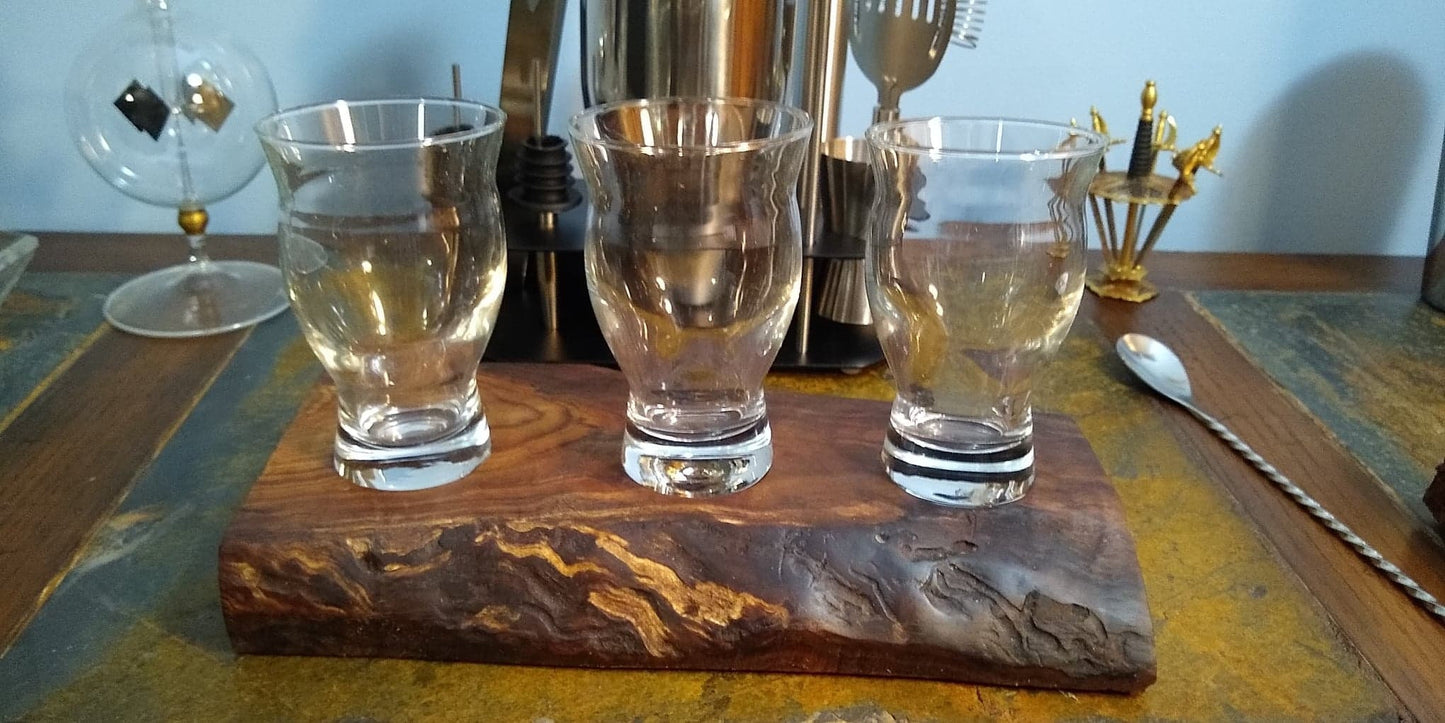 Live edge cherry burl beer flight display