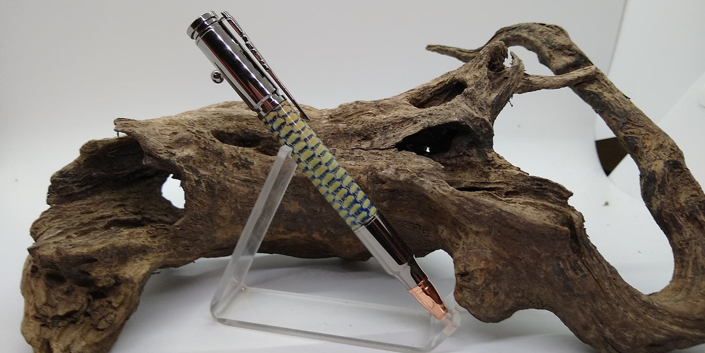 Gun Metal Bolt Action Pen made from a dyed and stabilized Corn Cob