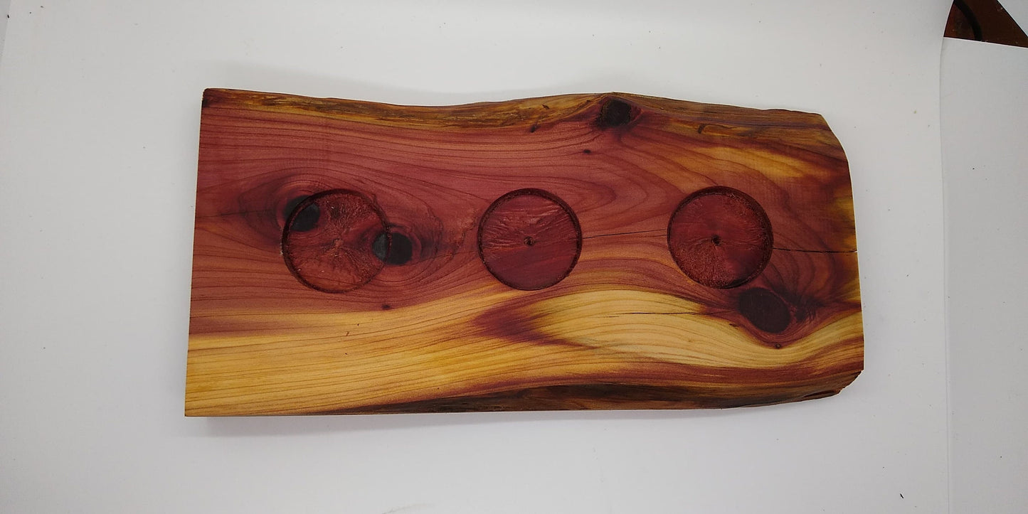 Live edge cedar candle holder