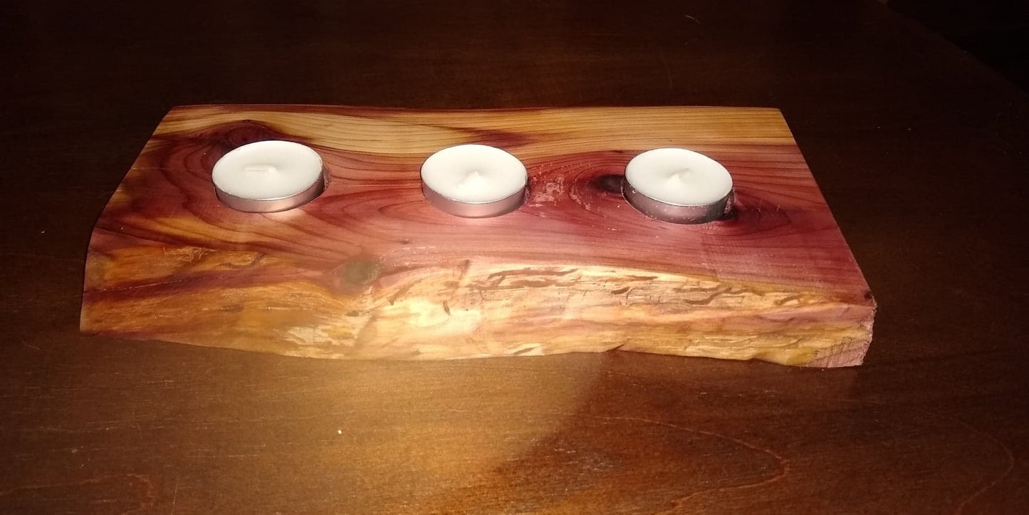 Live edge cedar candle holder