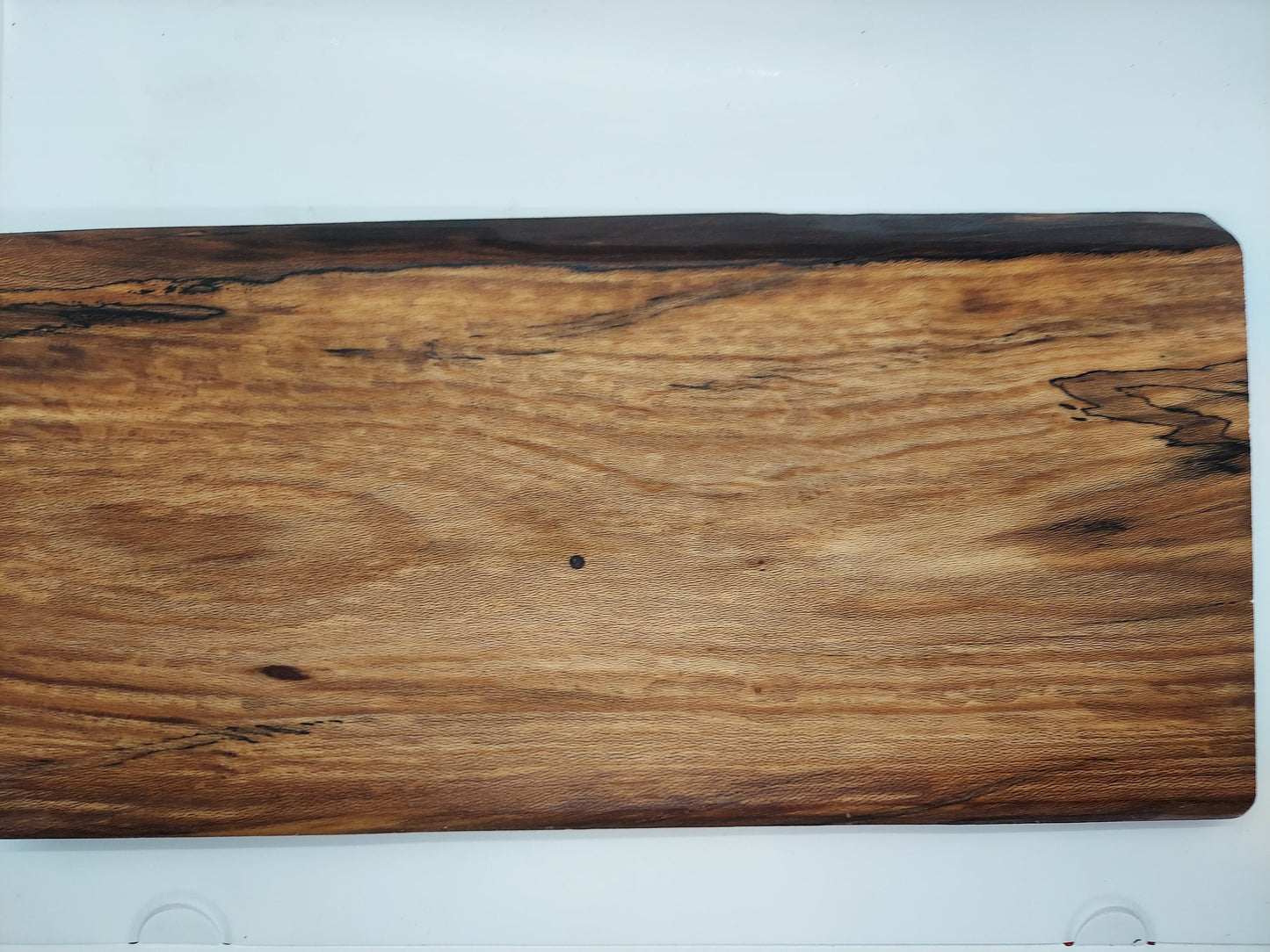 Charcuterie board made from live edge Spalted Sycamore and acrylic accents