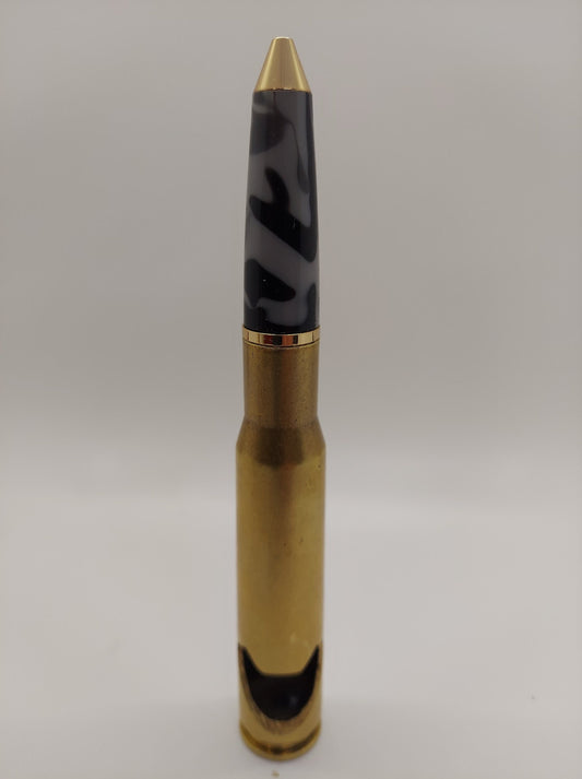50 caliber bottle opener and twist bullet pen made from urban camouflaged acrylic